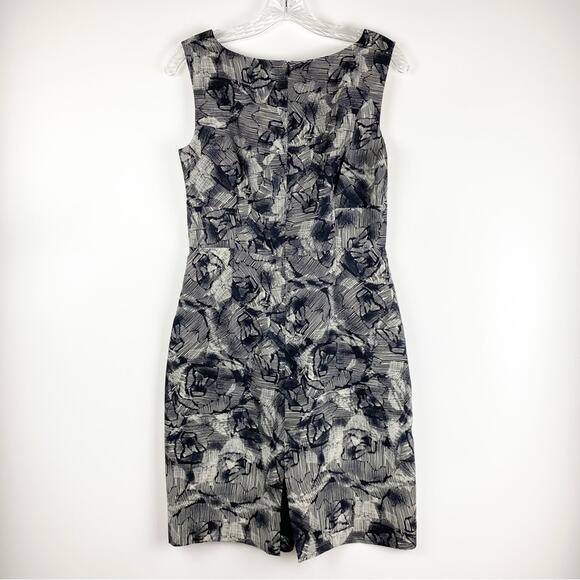 Banana Republic Silk Wool Pleated Sheath Dress Black Floral Womens Size 4 - Picture 8 of 13